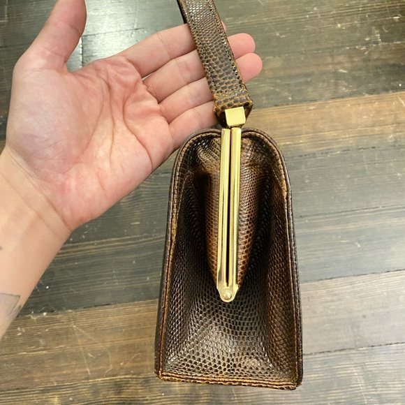 Vintage lizard leather handbag - Picture 4 of 8